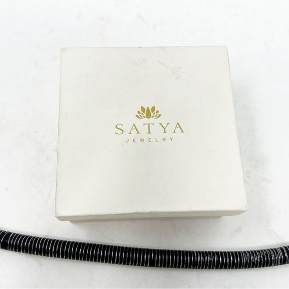 SATYA Black Medal Bangle with Silver Tone Magnetic Closure - Picture 3 of 5